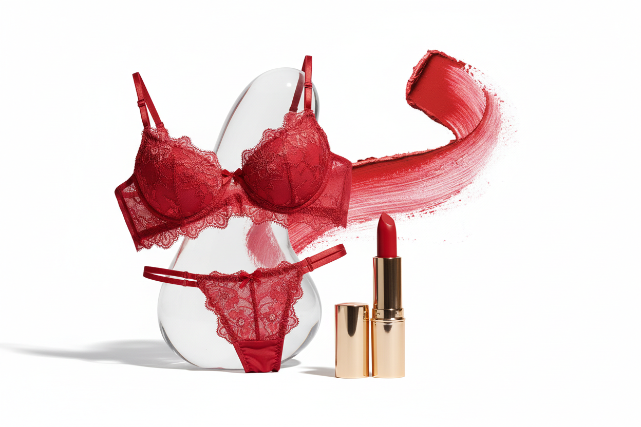 LINGERIE SEXY ROUGE A LEVRE ROUGE FEMME 